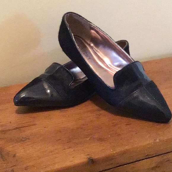 Navy blue patent and suede loafers - Picture 1 of 4